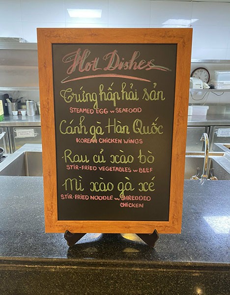Backboard for menu