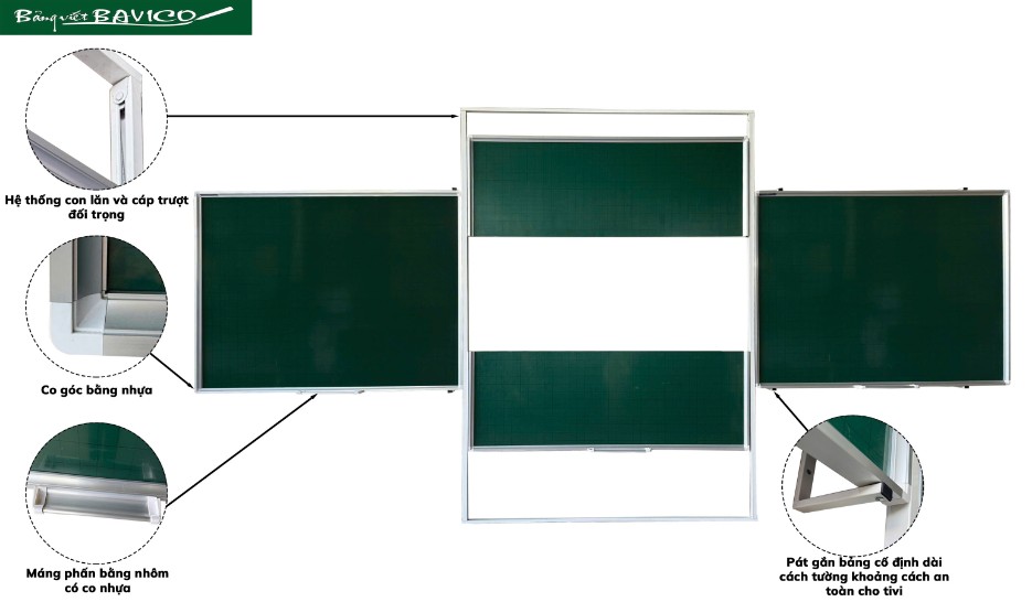 Bảng trượt đứng nguyên khối kết hợp TV / Bảng thông minh